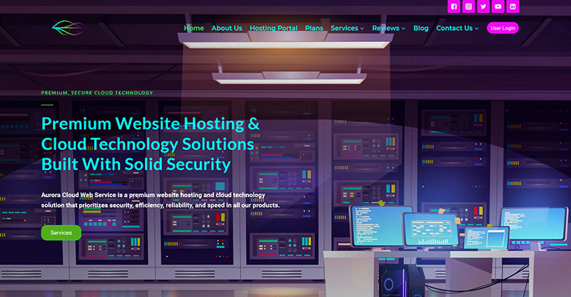 Aurora-Cloud-Web-Services-Home-Page-Screenshot